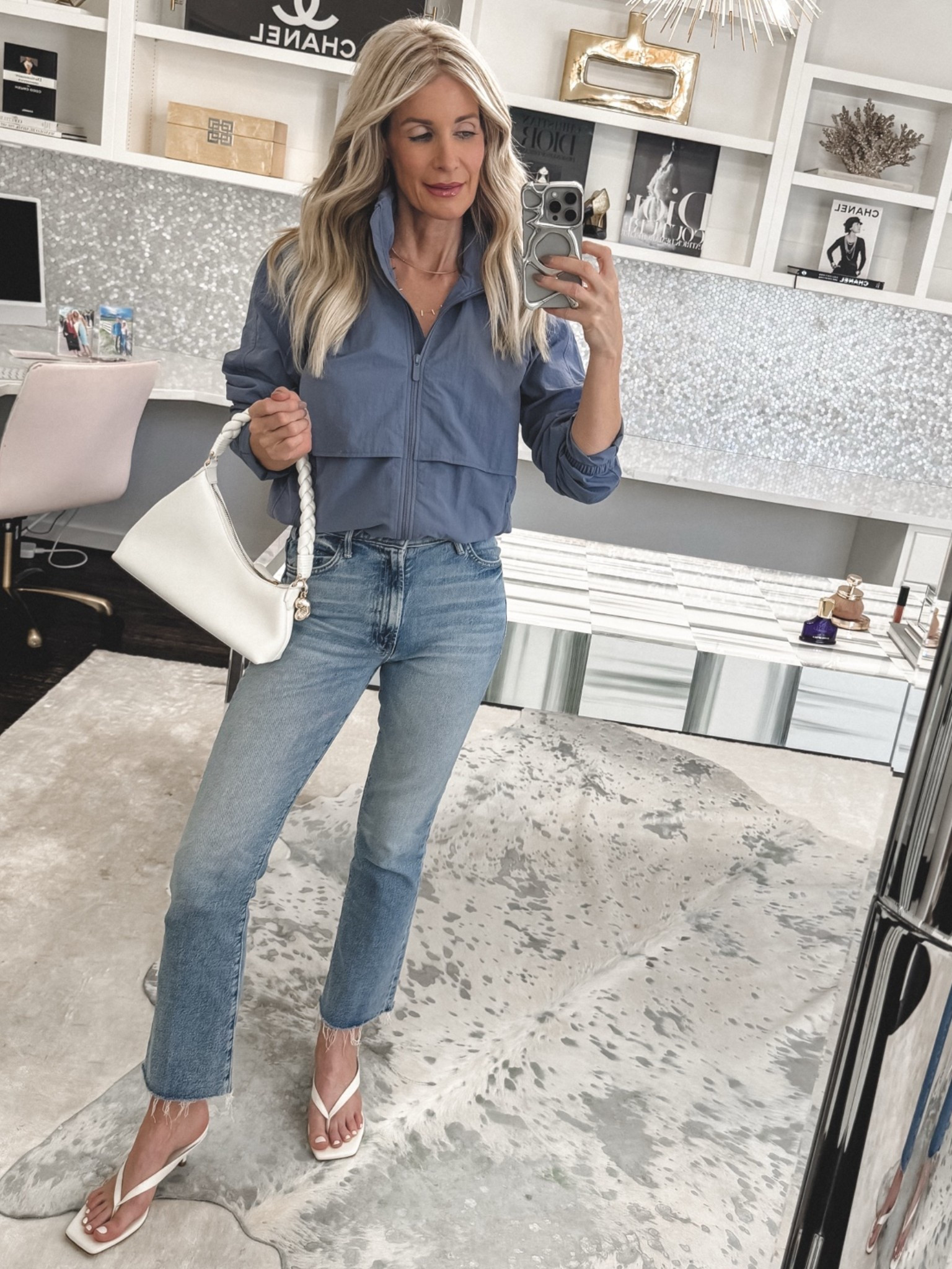 TRENDING NOW >>> The Wind Breaker

 This slate blue Quince windbreaker styled with Mother Hustler jeans and comfortable wedges is the perfect casual #OOTD. The baby flare denim is super flattering and such a good length at 5’4”. Wear the windbreaker open or zipped and tucked like a top for a modern, cool-girl look. I’m wearing an XS in the jacket and size 24 in the jeans — both fit TTS. #SpringStyle #QuinceStyle #MotherJeans #CasualChic

 

#LTKOver40