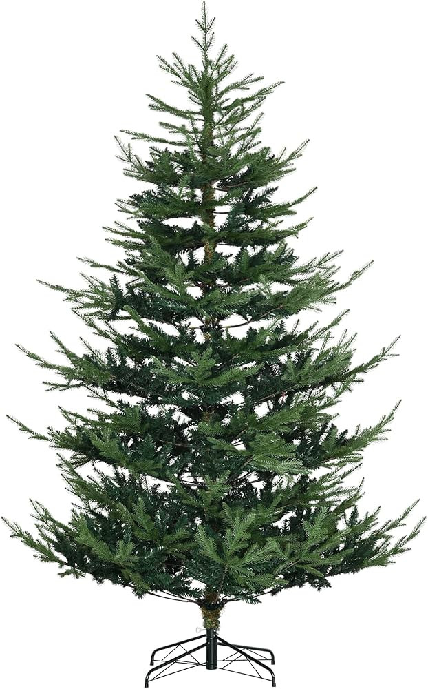 HOMCOM 7.5 Foot Artificial Christmas Tree, Pine Hinged Xmas Tree with 1218 Realistic Branches, St... | Amazon (US)