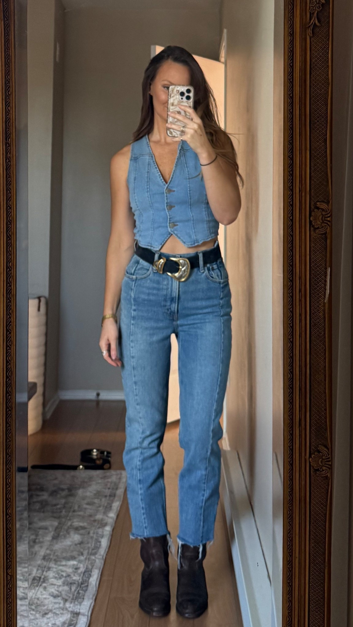 Western theme party outfit 
Vest xs
Jeans 26 (I cut the hem) 
