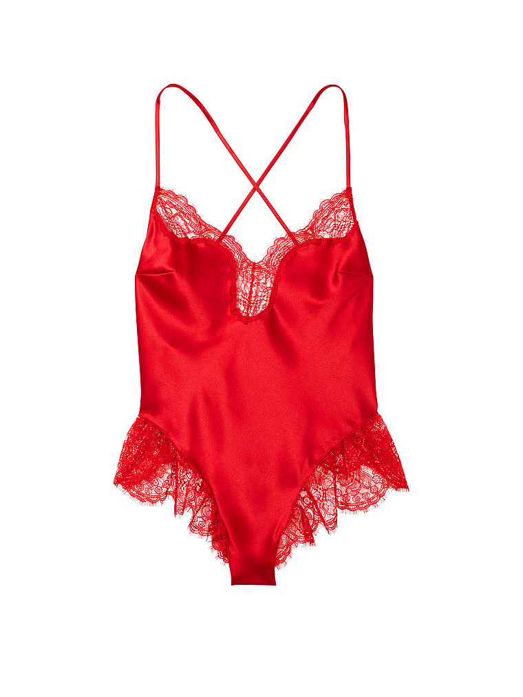 Satin Lace High-Leg Romper | Victoria's Secret (US / CA )