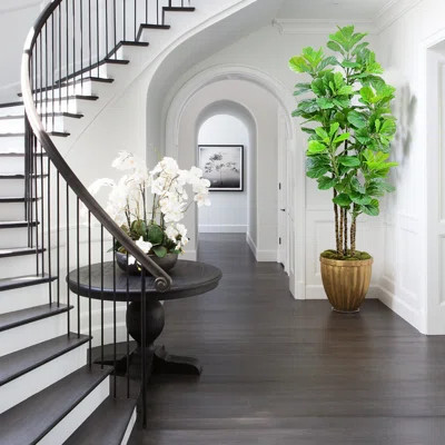 Artificial Fiddle Leaf Fig Tree in Pot Faux Fiddle Leaf Fig Tree Large Artificial Tree for Indoor Outdoor House Living Room Office Modern Decoration | Wayfair North America