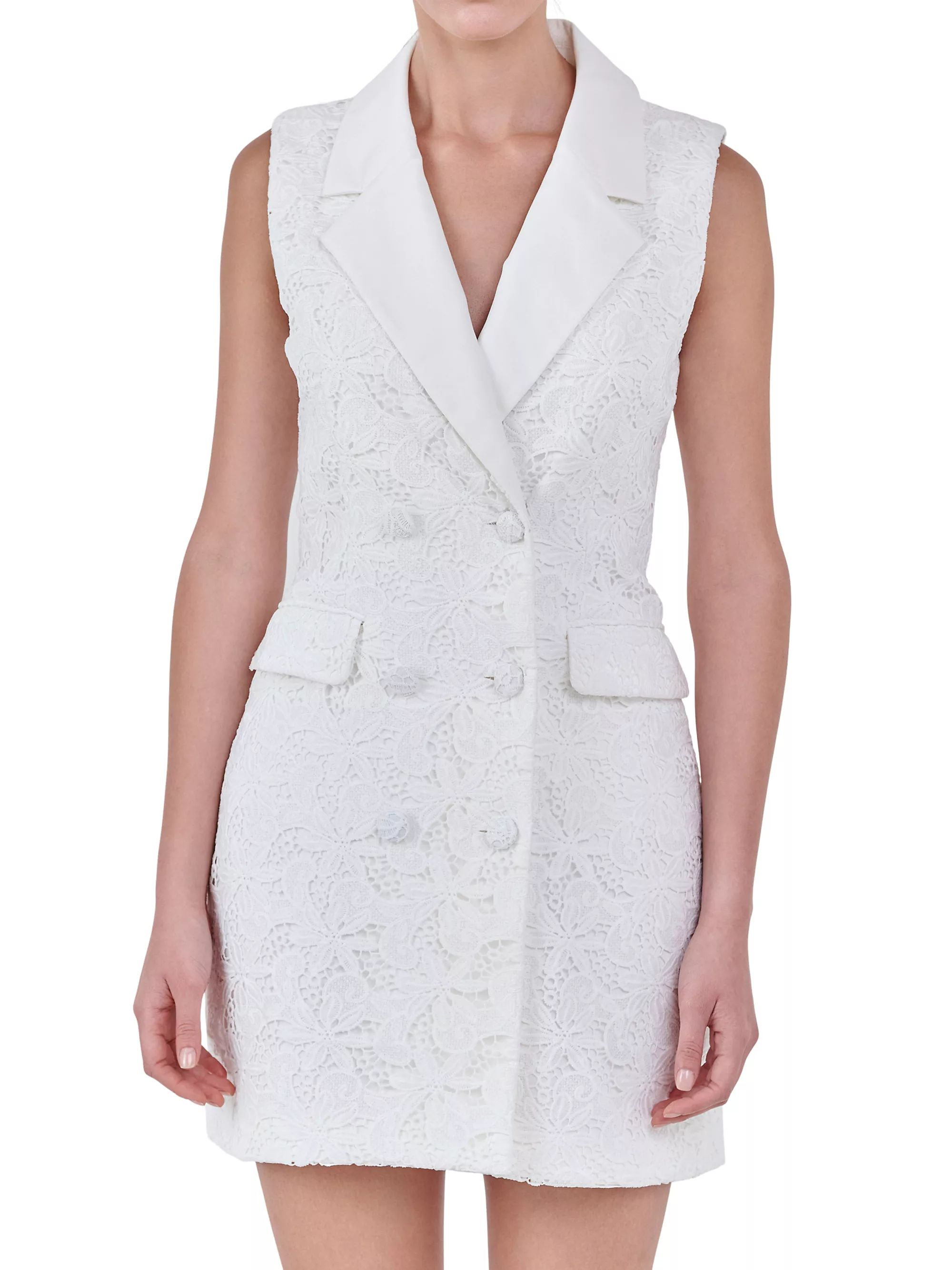 Laced Sleeveless Blazer Mini Dress | Saks Fifth Avenue