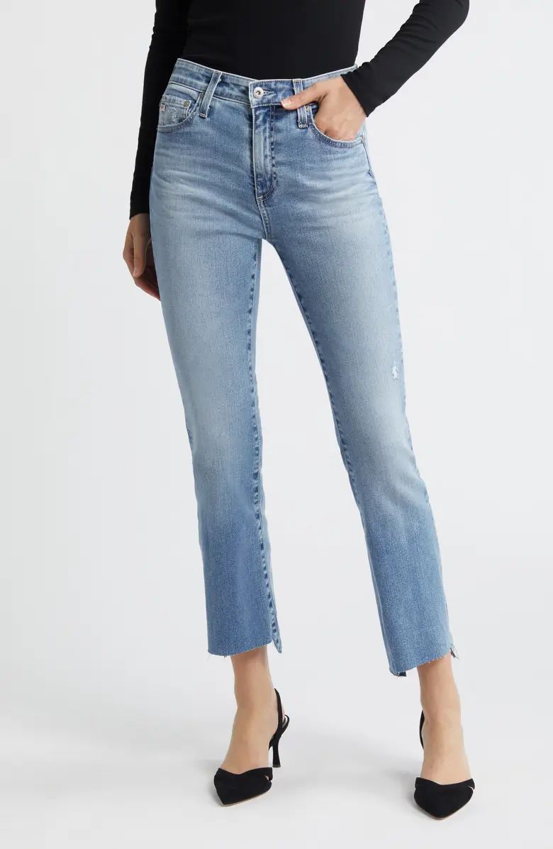 Farrah Distressed High Waist Raw Step Hem Bootcut Jeans | Nordstrom