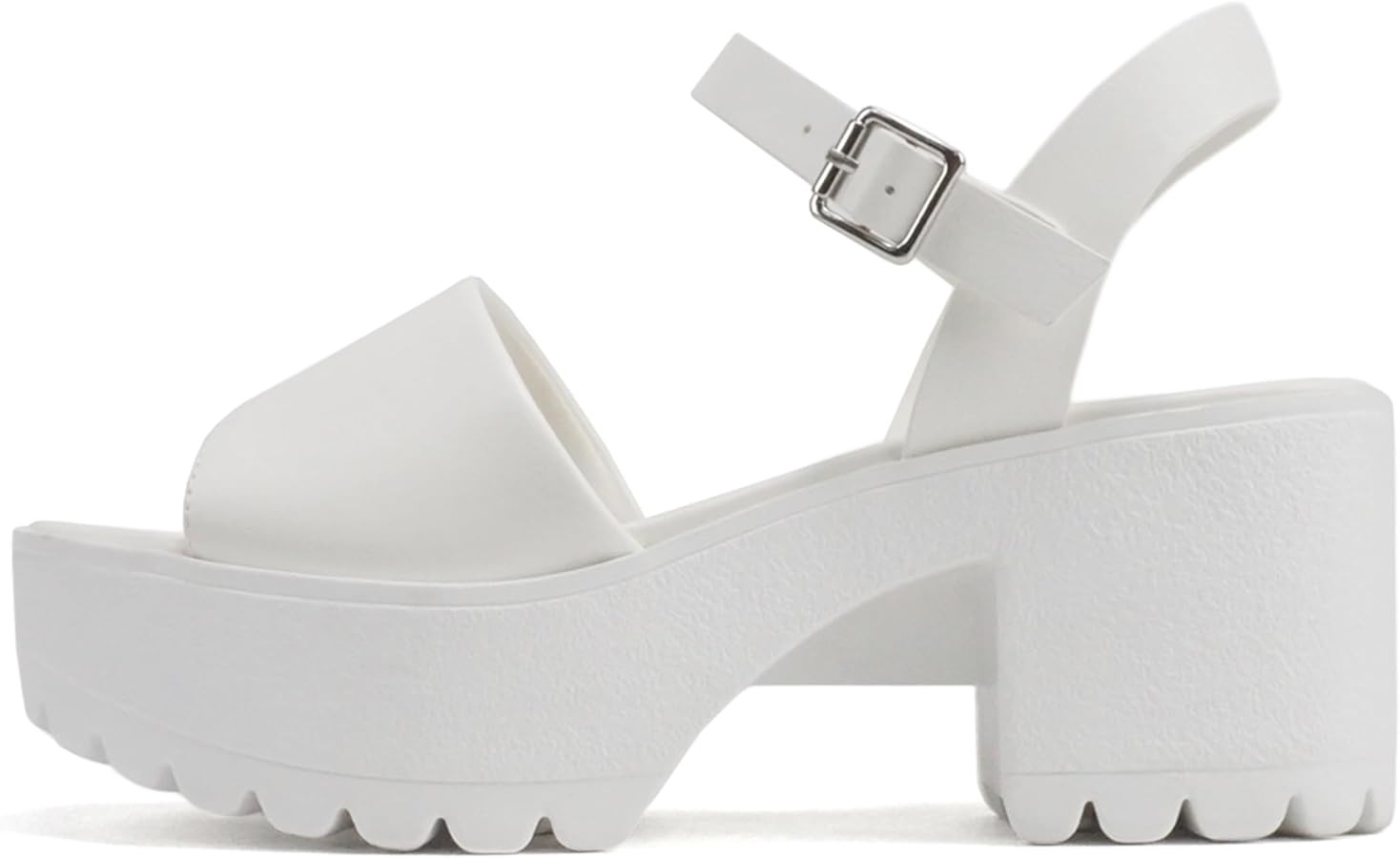 Soda “Stacie” ~ Women Open Toe Lug Sole Mid Block Heeled Sandals with Adjustable Ankle Strap | Amazon (US)