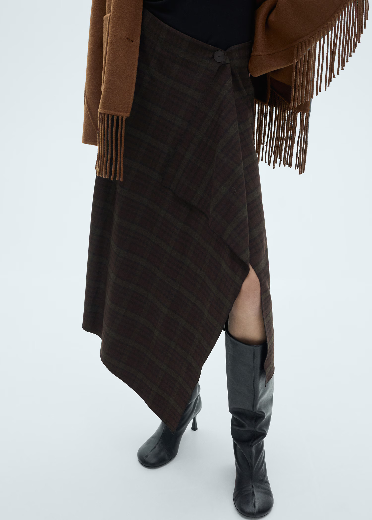 Checked asymmetric skirt | Mango Canada