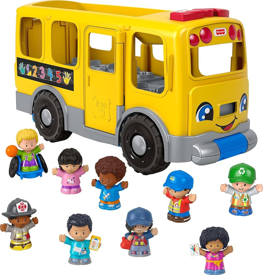 Fisher-Price Little People Toddler Toy Big Yellow School Bus & Community Heroes Set, Musical Pull... | Amazon (US)