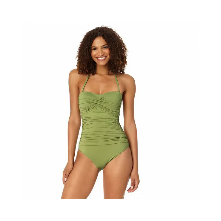 Anne Cole - Women's Solid Twist Front Shirred One Piece Swimsuit | Target