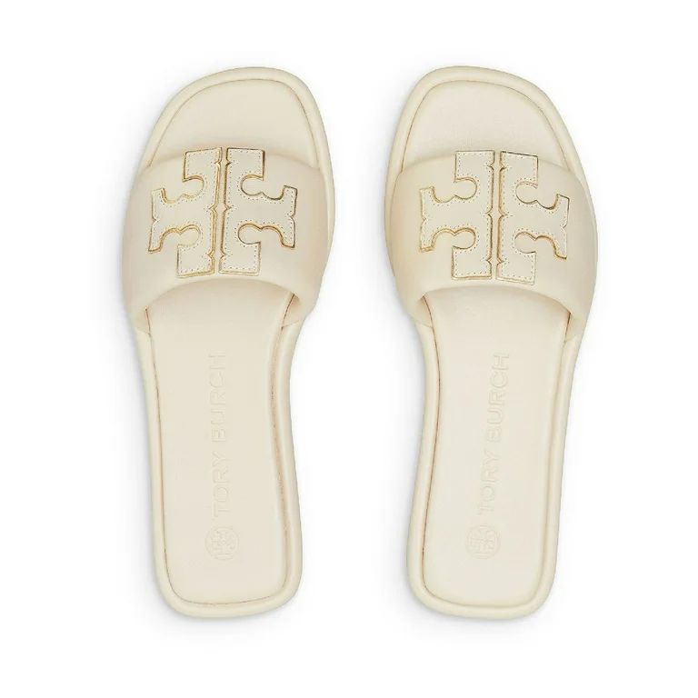 Tory Burch Double T Sport Women's Leather Logo Flat Slide Sandals - Walmart.com | Walmart (US)