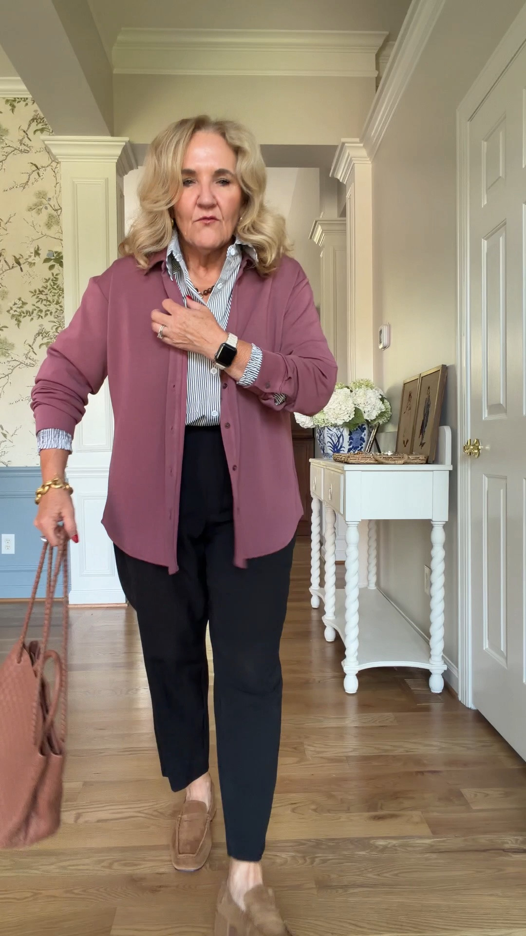 Size med in both tops 
Pants are an 8 petite 

I’ve had a few questions about this black-and-white striped blouse that is in a collage that my assistant put together. People did not think that it could be tucked in and indeed it can be.

Work Outfit travel outfit

#LTKOver40 #LTKootd #LTKWorkwear