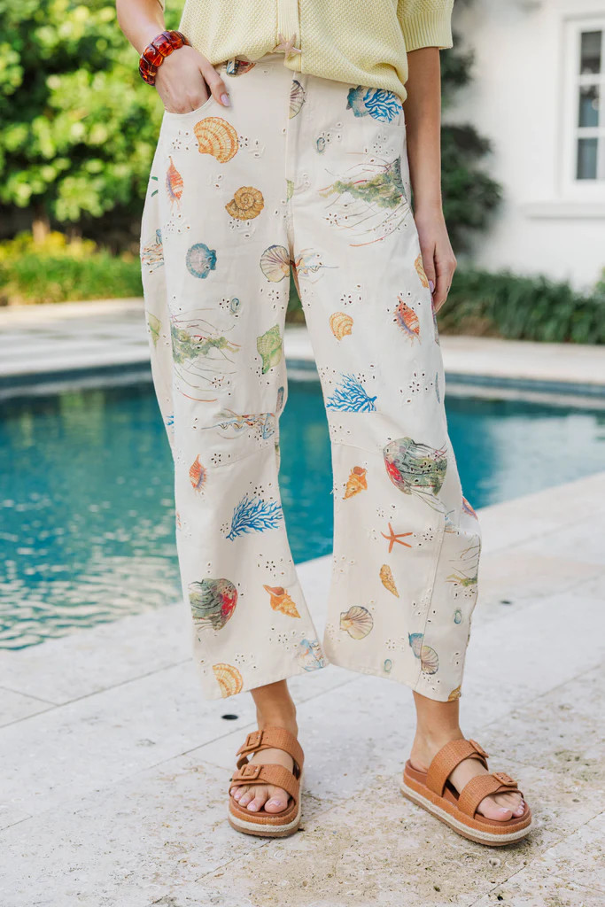 Under The Sea Cream Barrel Pants | The Mint Julep Boutique