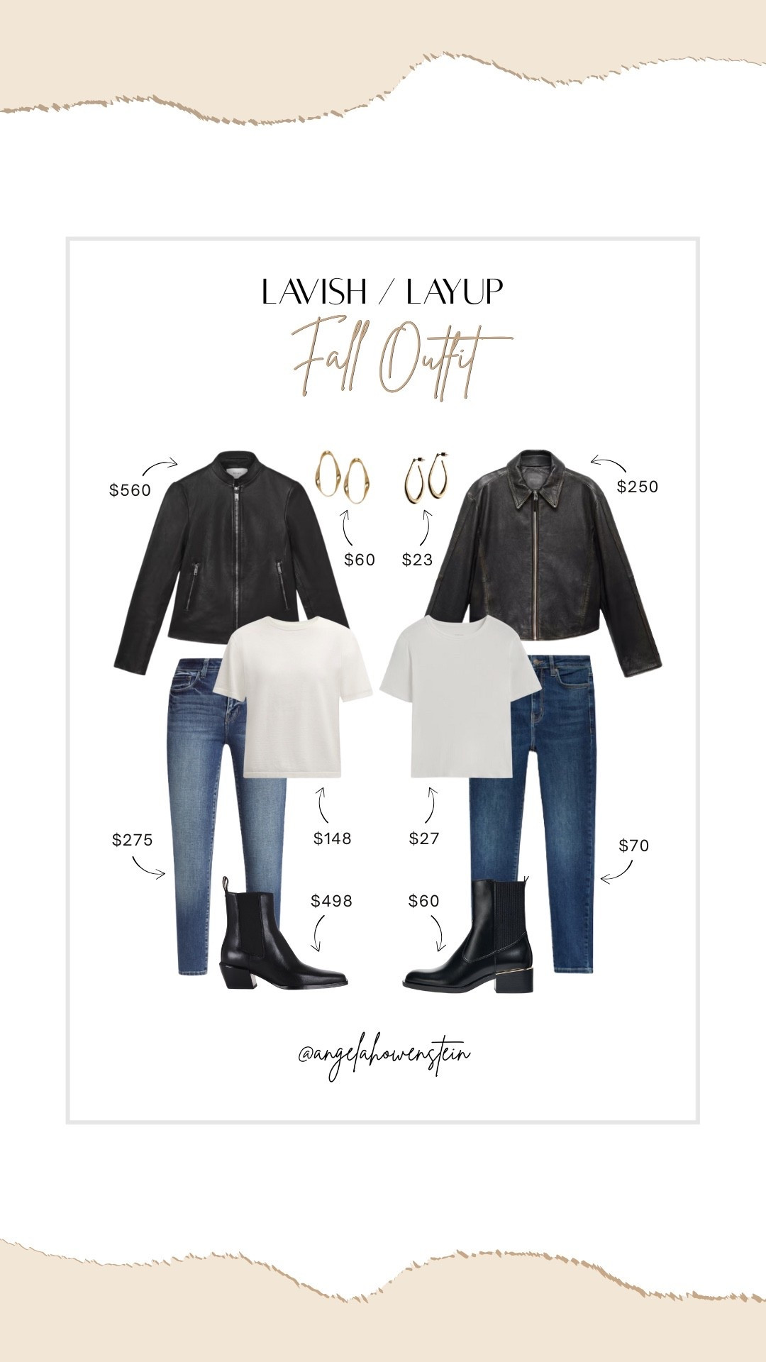 ✨ Lavish / Layup ✨
A leather jacket + jeans combo never fails.  From lavish layers to laid-back layups, this fall mix is proof that classics always win. Which side are you on?

#lavishlayup #falloutfitideas #ltkfallstyle #casualchic 

#LTKSeasonal #LTKShoeCrush #LTKStyleTip