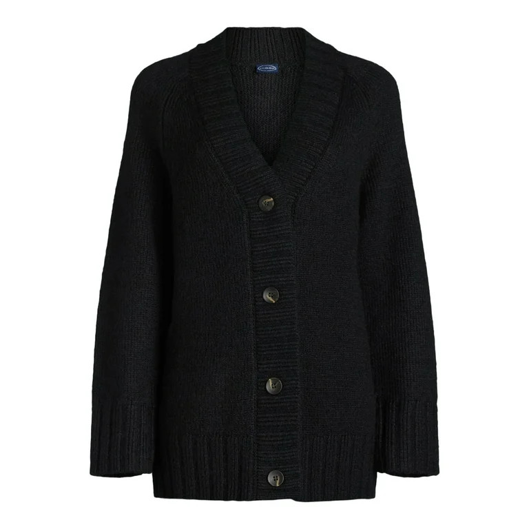 Scoop Women's Oversized V Neck Cardigan Sweater, Midweight, Sizes XS-XXL - Walmart.com | Walmart (US)