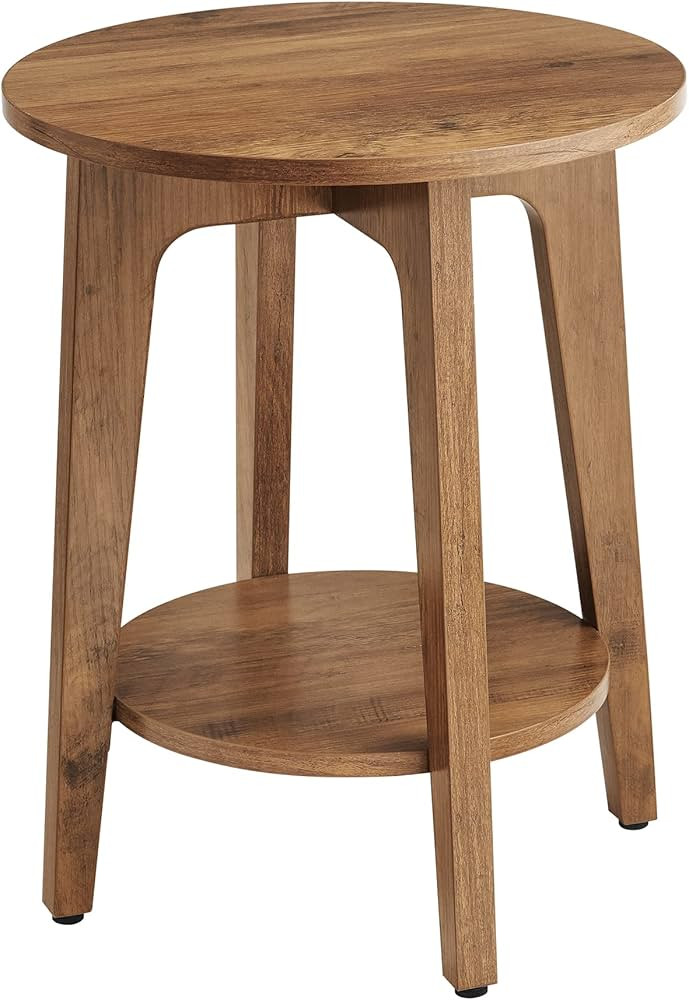 VASAGLE Round End Table with Lower Shelf, Nightstand for Small Spaces, Modern Farmhouse Style, 15... | Amazon (US)
