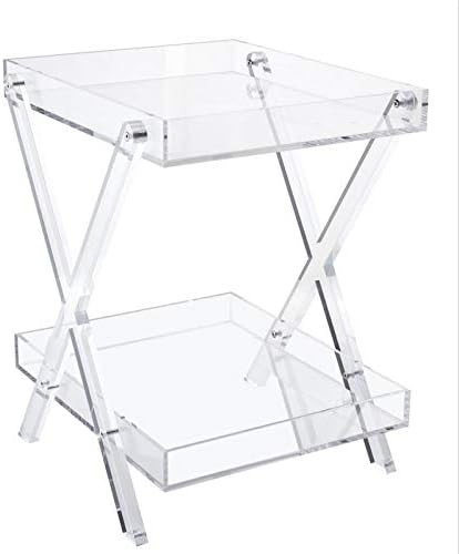LIKENOW Furniture Acrylic Rectangular Tray Table with 2-Tier Storage,Clear,Modern,Assemble,20x18i... | Amazon (US)