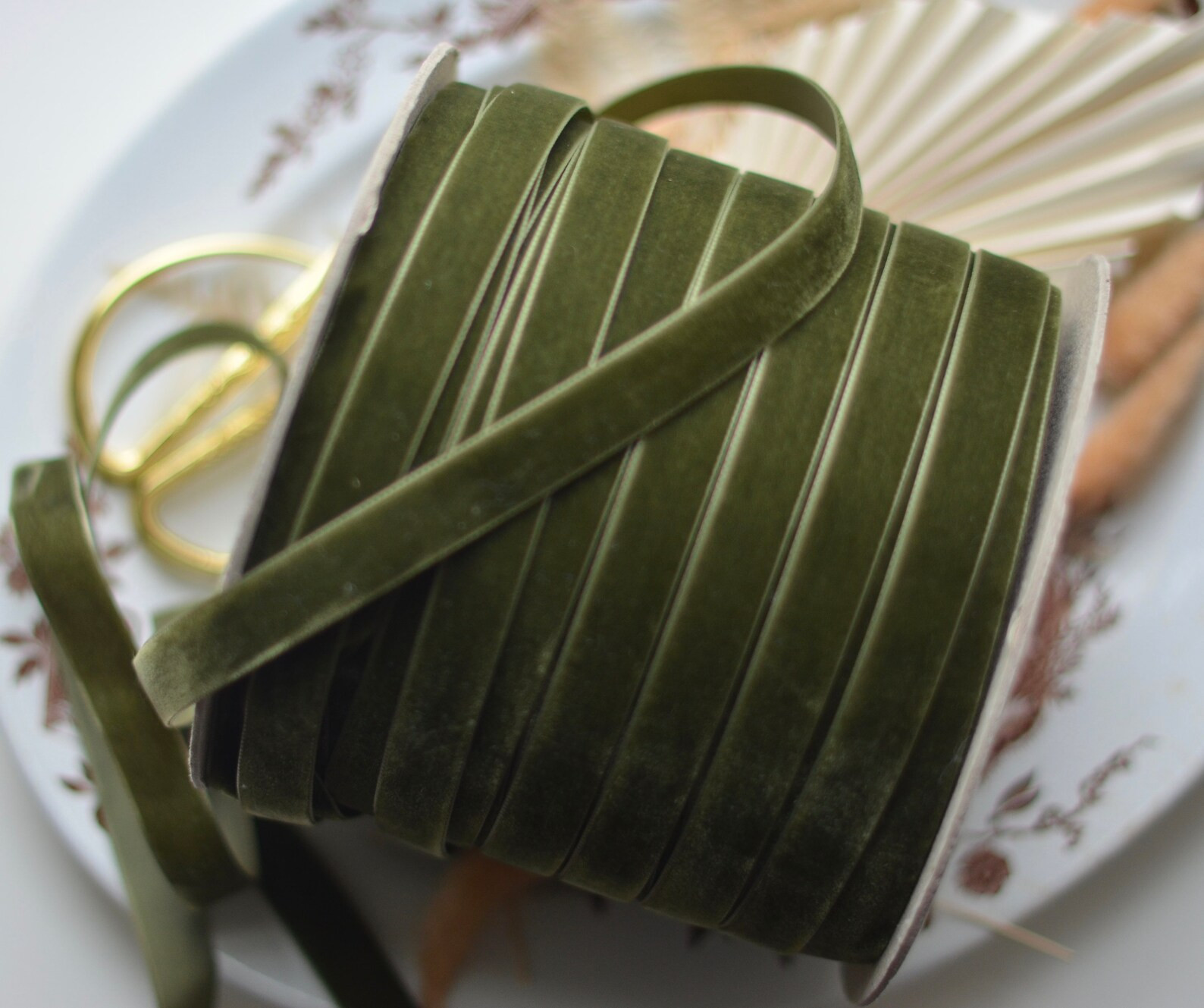 loden green swiss velvet 5/8" ribbon | Etsy (US)