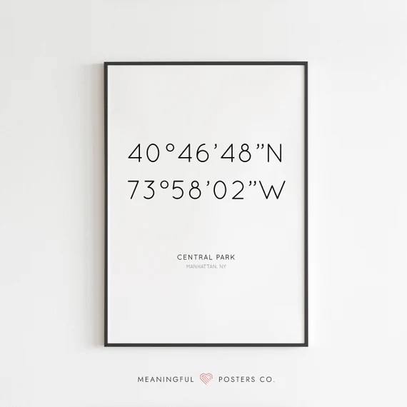 Minimalist Coordinates Print Custom GPS Coordinates Location | Etsy | Etsy (US)