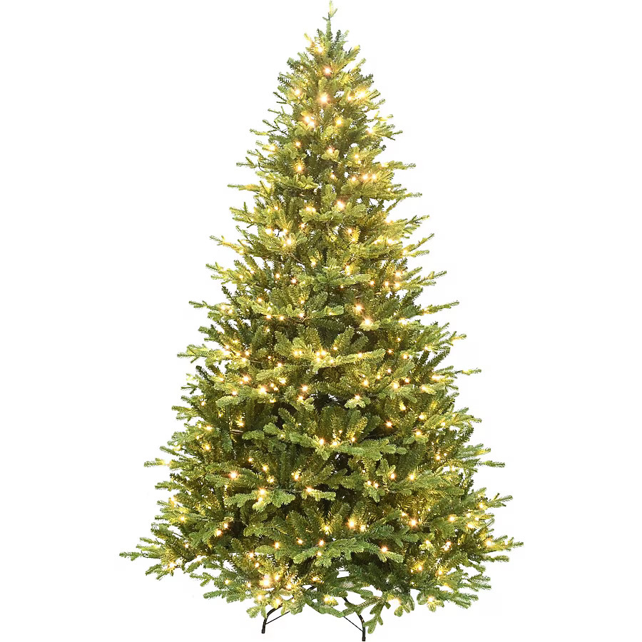 Fraser Hill Farm 9-ft Oregon pine Pre-lit Artificial Christmas Tree with White LED Lights | Lowe's