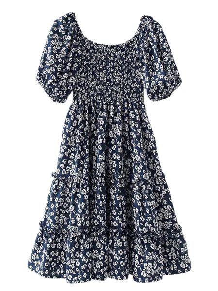 'Amanda' White Floral Ruched Top Navy Mini Dress | Goodnight Macaroon