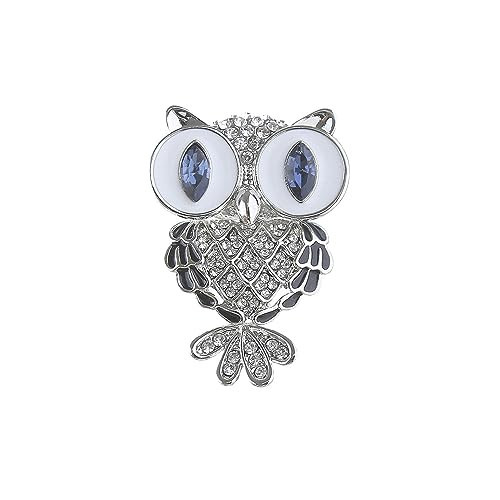 Retro Enamel Crystal Owl Brooch Pins Elegant Rhinestone Animal Lapel Brooches Novelty Funny Pins Fashion Jewelry Suit Brooches Accessories for Women Girl (Silver Blue Owl) | Amazon (US)