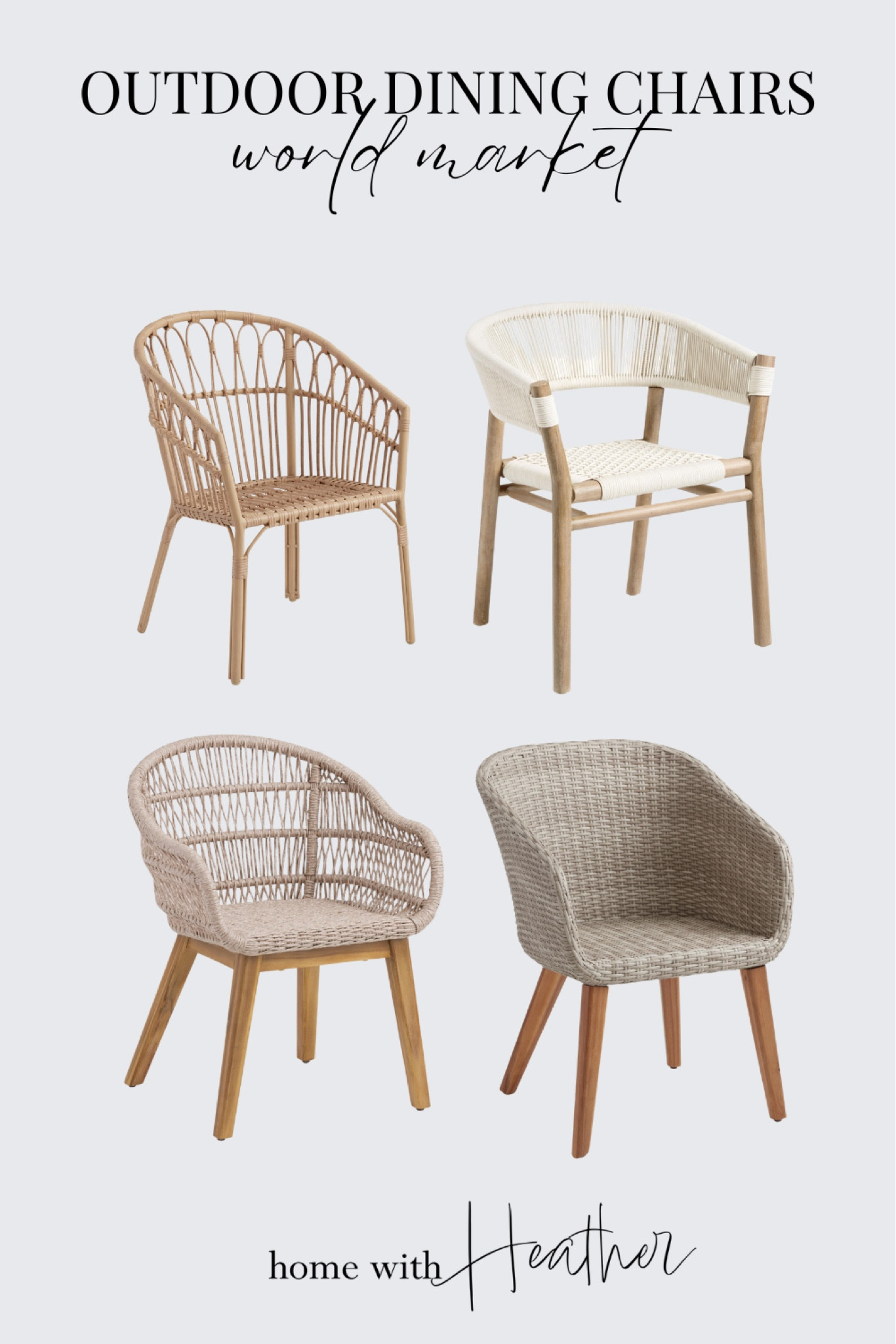 Love these wicker outdoor chairs from World Market.

Outdoor dining chair, wicker dining chair, rope dining chair, outdoor rope chair, wicker chair, outdoor chair. Patio chair, patio dining chair. World Market outdoor furniture.

#LTKFind #LTKhome #LTKstyletip