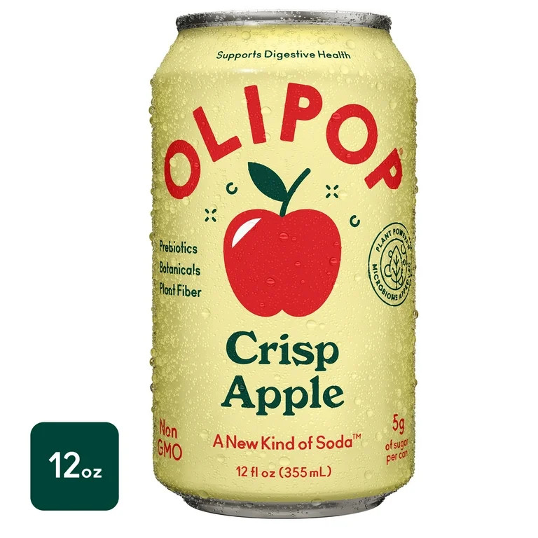 OLIPOP Prebiotic Soda, Crisp Apple, 12 fl oz, Refrigerated - Walmart.com | Walmart (US)