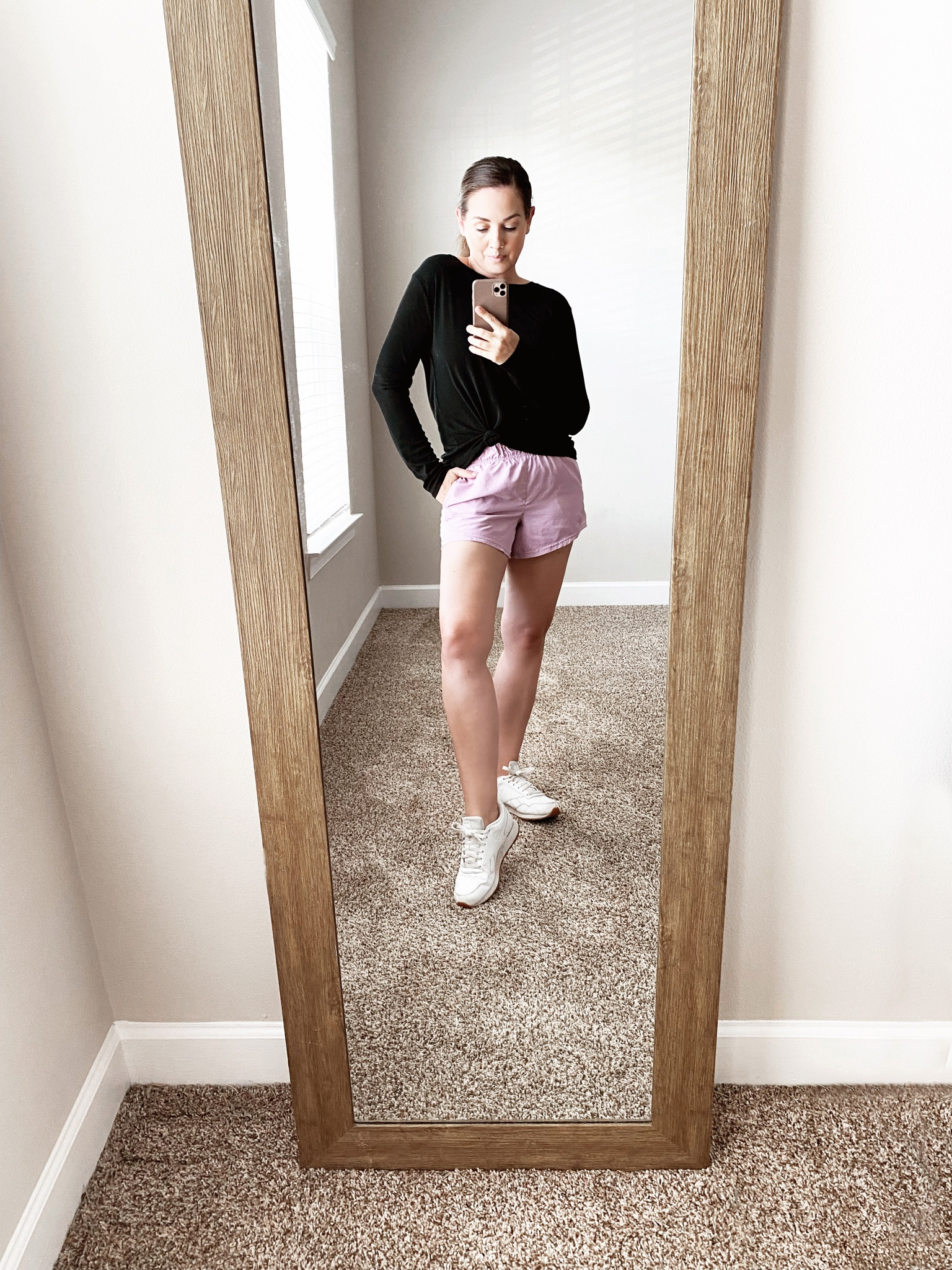 It’s the in-between season - fall on top, summer on the bottom 😉 Loving that crisp feel in the air every morning when I get outside. 39 today and feelin’ fine 🎉 HAPPY LABOR DAY!
P.S. These classic Reebok’s will forever and always be a must-have staple👌 And the running shorts are currently under $10! 

#LTKSale #LTKfitness #LTKunder50