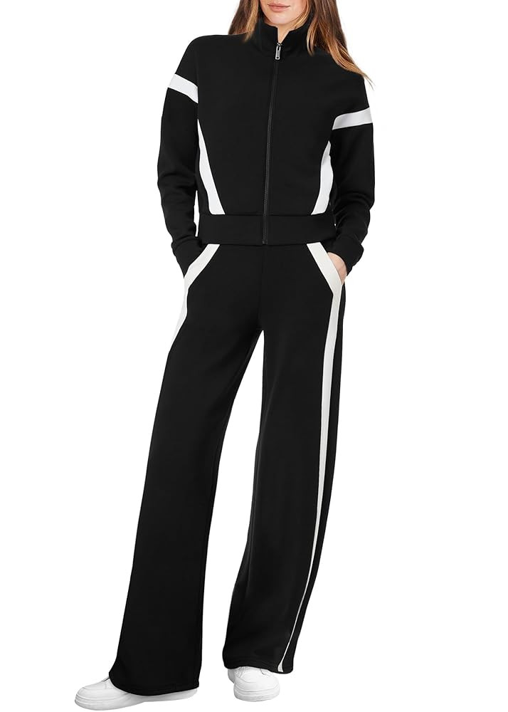 XIEERDUO Lounge Sets for Women 2025 Sweatsuit 2 Piece Outfits Sweatshirt Wide Leg Sweatpant Track... | Amazon (US)