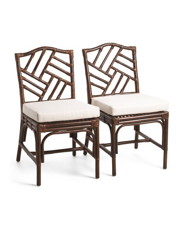 Set Of 2 17x33 Alie Rattan Dining Chairs With Cushions | Polyester | Marshalls