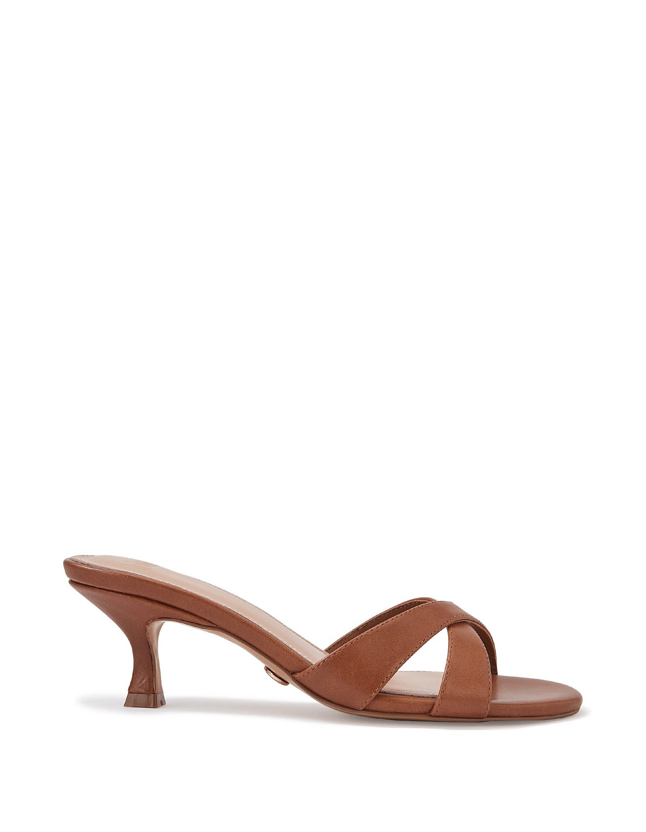 Gracie Dark Cognac Leather Kitten Heel Mule | David Jones (Australia & New Zealand)