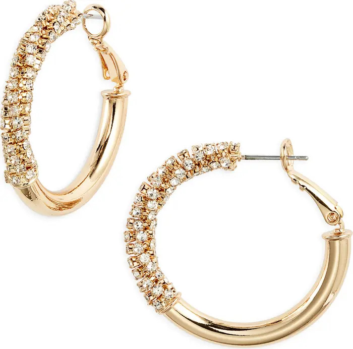 Polished Rhinestone Tube Hoop Earrings | Nordstrom
