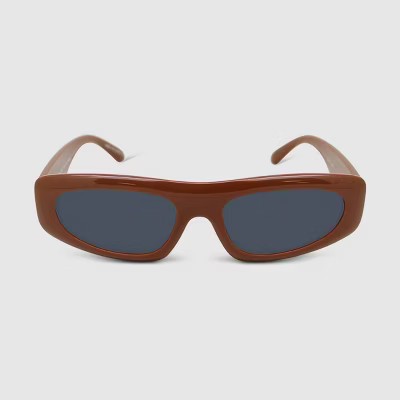 Women's Plastic Rectangle Sunglasses - Wild Fable™ Brown | Target