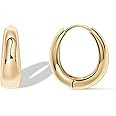 PAVOI 14K Gold Plated 925 Sterling Silver Post Small Chunky Hoops Earrings | Thick Lightweight Go... | Amazon (US)