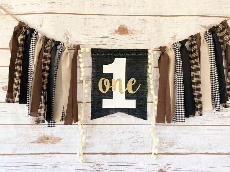 Winter Woodland Highchair Banner, Wild One Birthday, Brown Black High Chair, Neutral Baby Boy Fir... | Etsy (US)