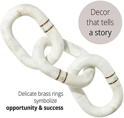 STRONA 12" White Marble Chain Link Decor with Brass Detail - Coffee Table Decor, Bookshelf Decor,... | Amazon (US)