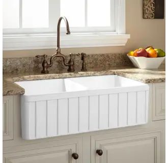 Signature Hardware 400554 Oldham 33-1/4" Farmhouse Double-Basin Fireclay Kitchen Sink | Build.com, Inc.