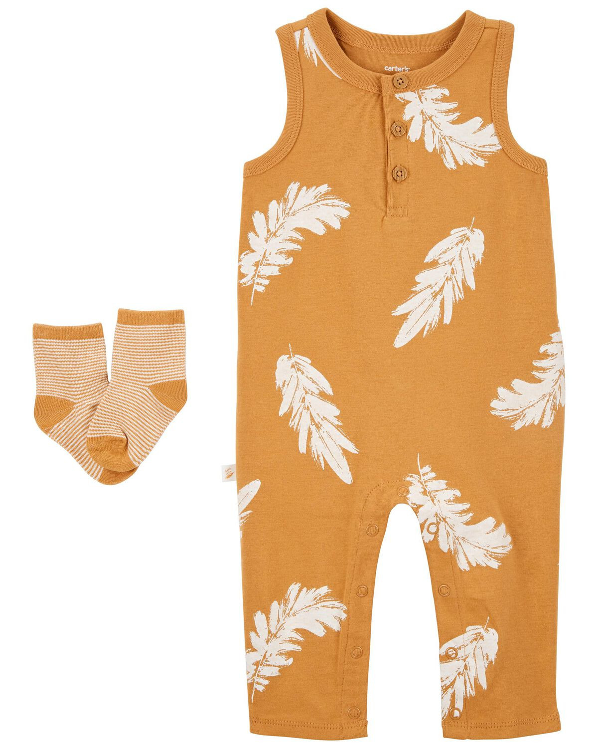Ochre Baby 2-Piece Feather Jumpsuit & Socks Set | carters.com | Carter's