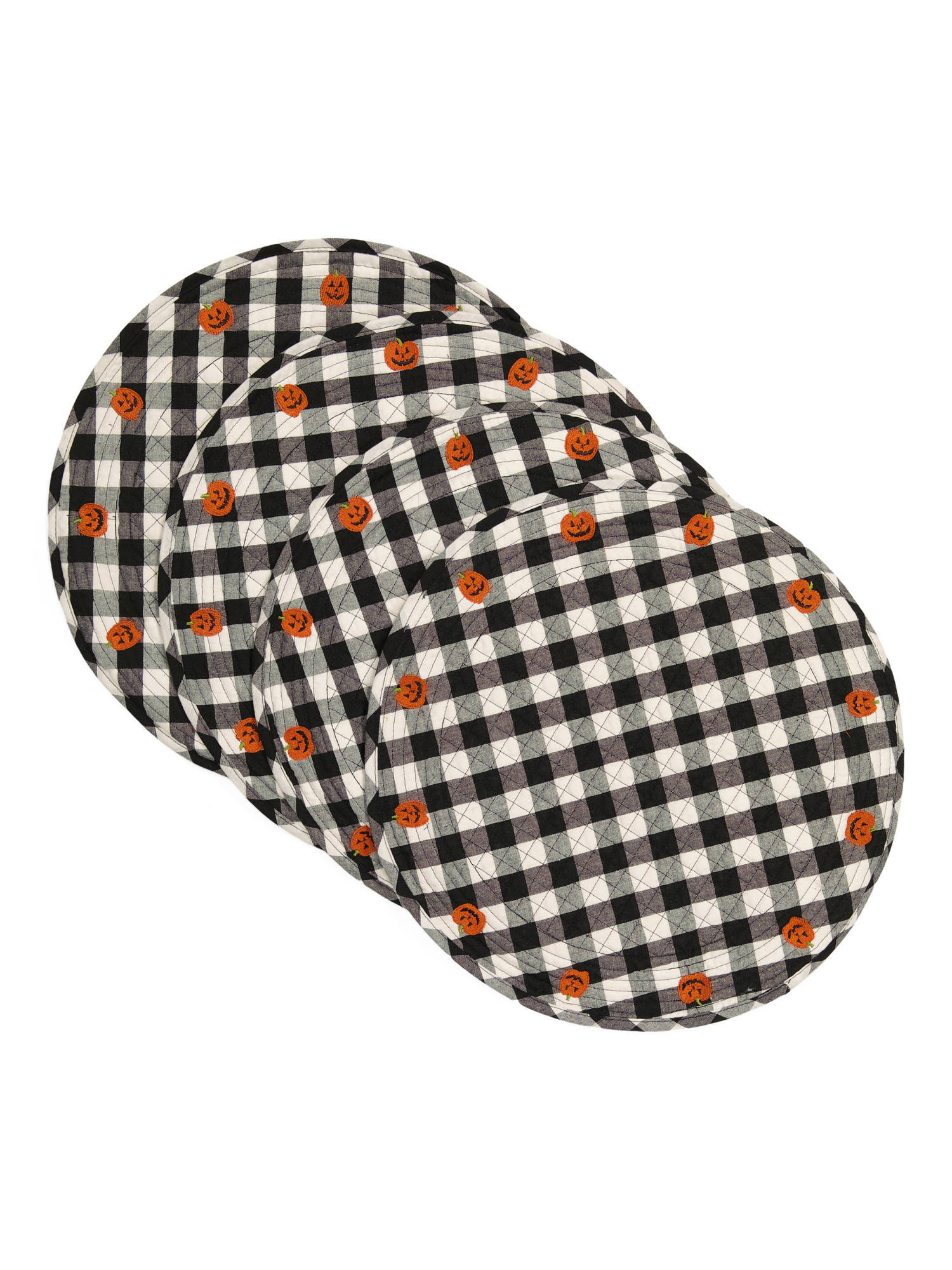 Set Of 4 Pumpkin Gingham Border Placemats | TJ Maxx
