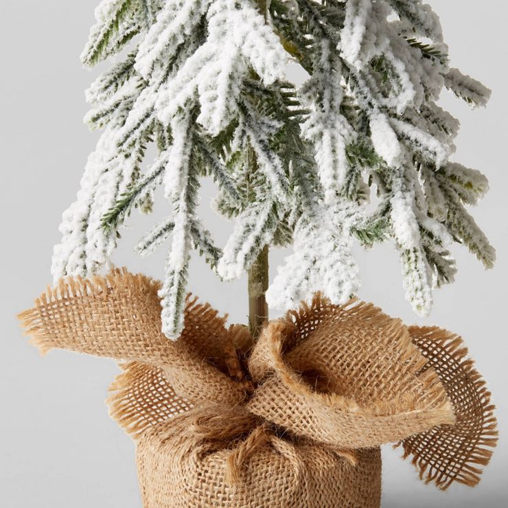 14" Unlit Downswept Lightly Flocked Artificial Christmas Tree with Burlap Wrapped Base - Wondersh... | Target