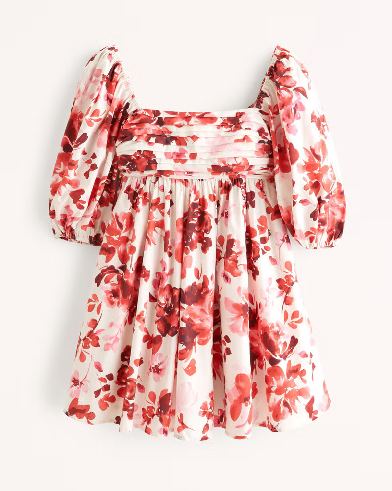 Emerson Ruched Puff Sleeve Mini Dress | Abercrombie & Fitch (US)