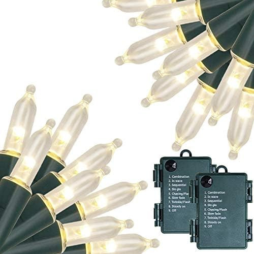Blissun Christmas Lights, 50-Count Green Wire Light Set, Battery Operated Christmas Mini String Ligh | Amazon (US)