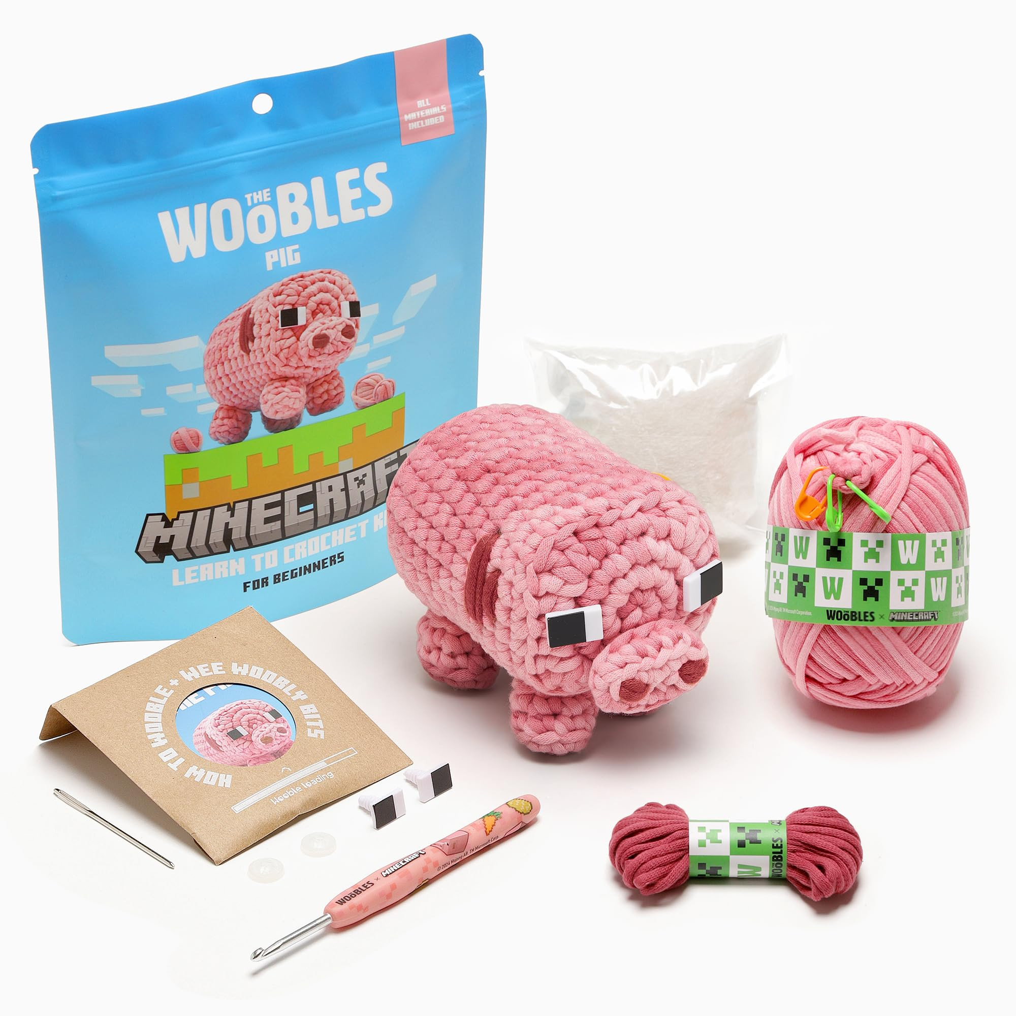 The Woobles Minecraft Crochet Kit – Beginner Crochet Kit for Adults & Kids, Easy Knitting Kit w... | Amazon (US)