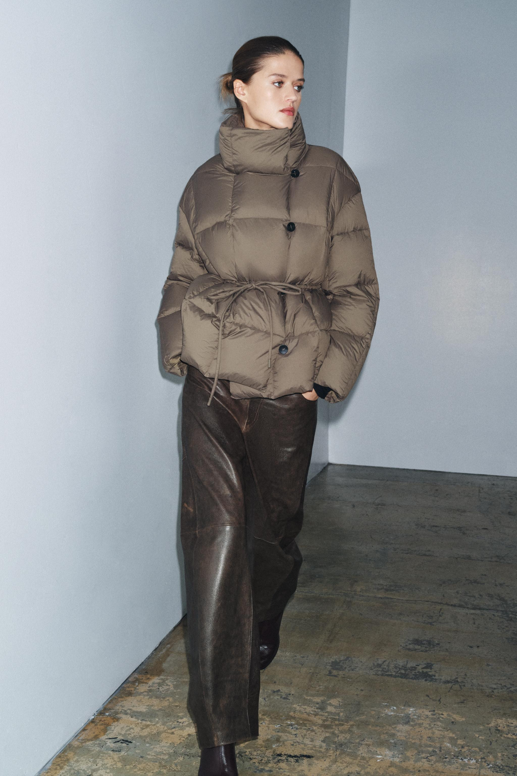 SHORT BELTED PUFFER COAT ZW COLLECTION | Zara US