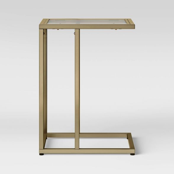Greenwich Square Glass Top C Table with Brass Base - Threshold™ | Target