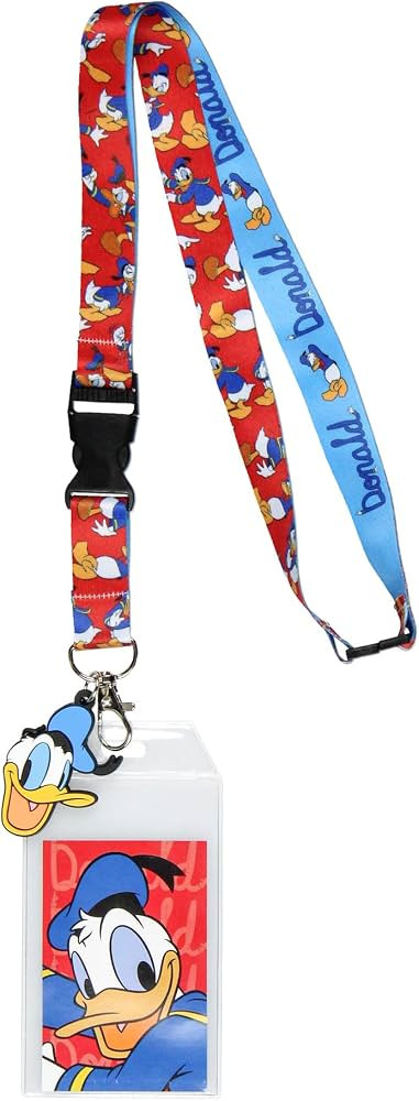 Disney Classic Donald Duck Reversible Lanyard with Clear ID Badge Holder and 2" Donald Rubber Cha... | Amazon (US)