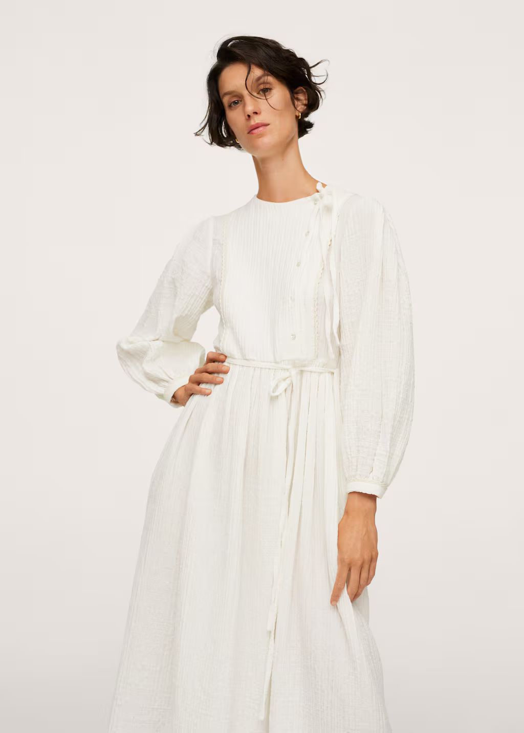 Textured cotton-blend dress | MANGO (UK)