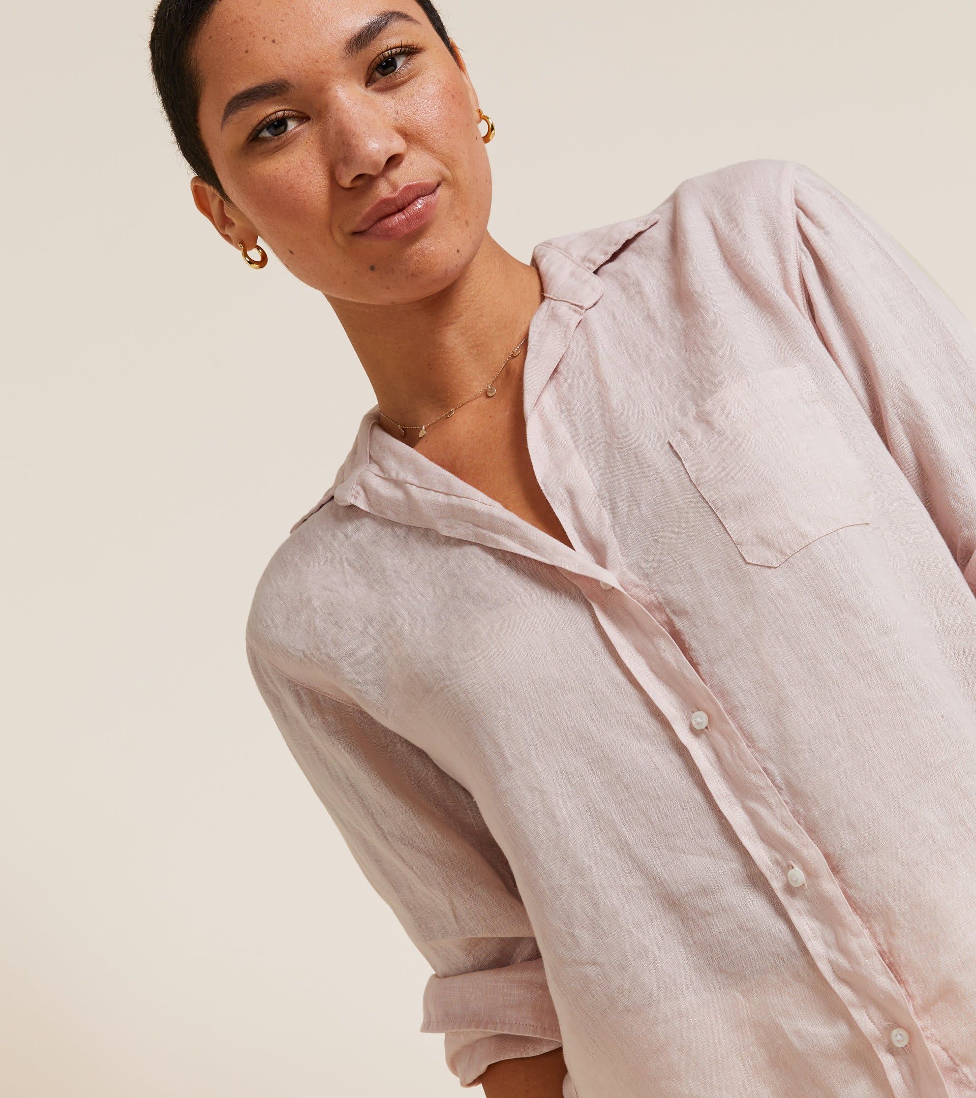 The Hero Button-Up Shirt Vintage Rose, Garment Dyed Tumbled Linen | Grayson