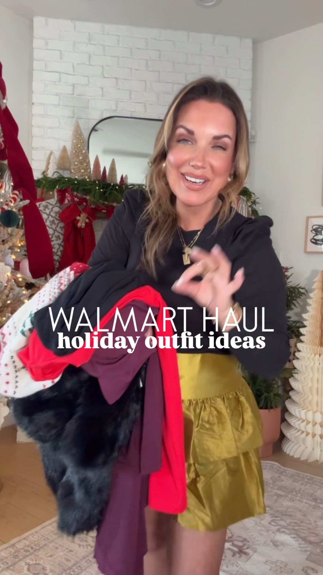 Walmart holiday outfit ideas 🫶🏼✨🎄🎄
Wearing size medium in skirt & dresses. Size small in tops, jackets, and sweater. 

#LTKOver40 #LTKSeasonal #LTKHoliday