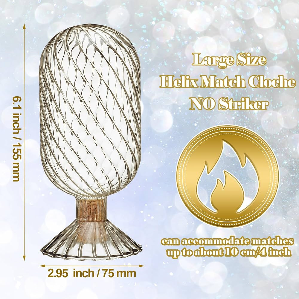 Helix Shaped Glass Matches Cloche Decorative for 4 Inch Candle Matches Trendy Fireplace Display D... | Amazon (US)