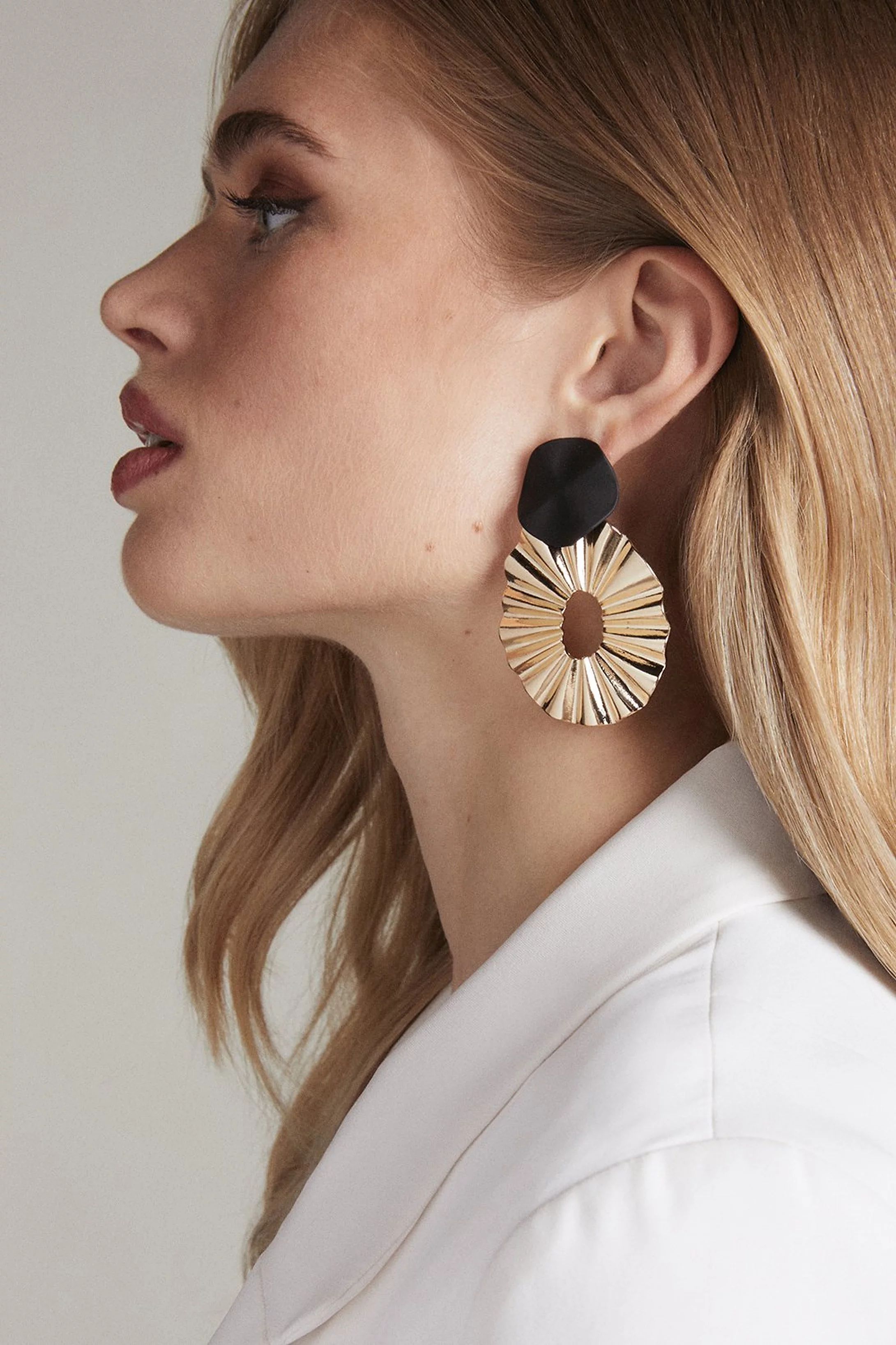 Gold Plated Statement Earrings | Karen Millen UK + IE + DE + NL