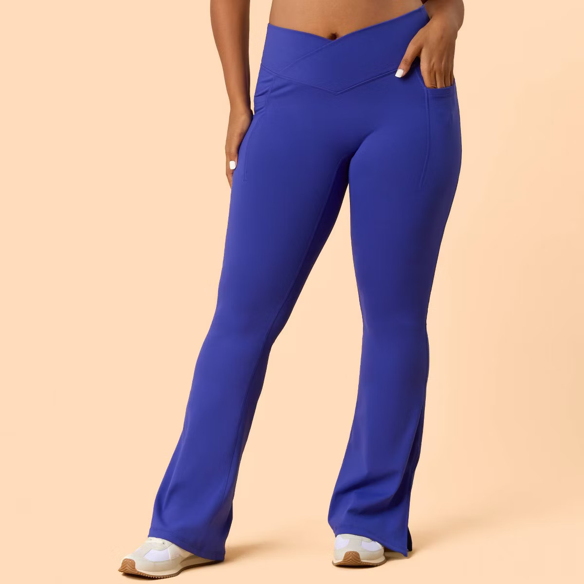 Blogilates Women's Crisscross High-Rise Flared Leggings - Royal Blue 2X | Target